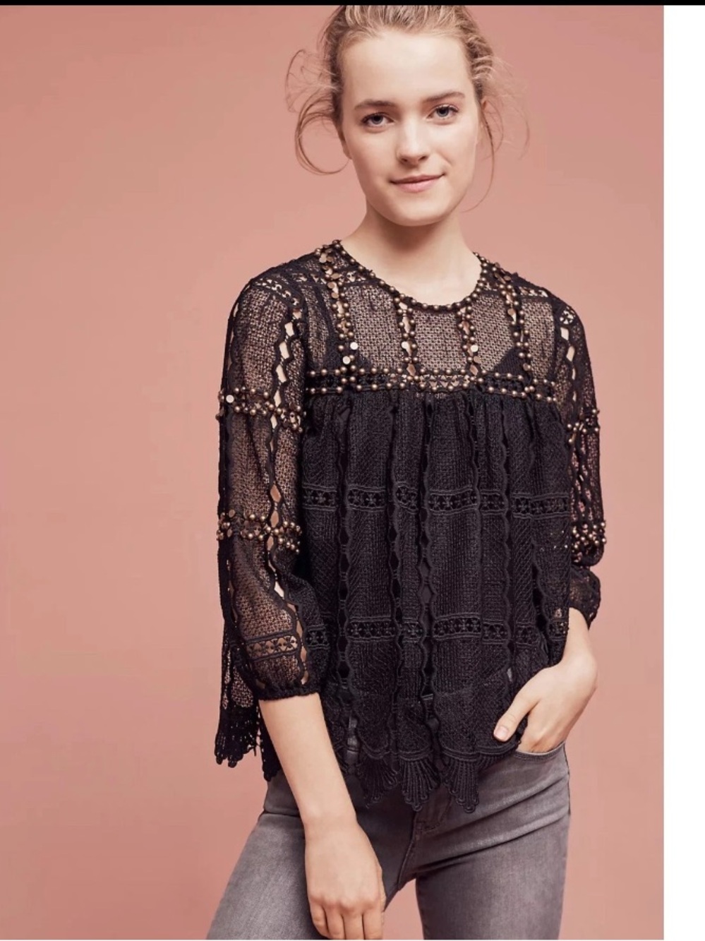 Maeve Auralis lace and stud blouse size S